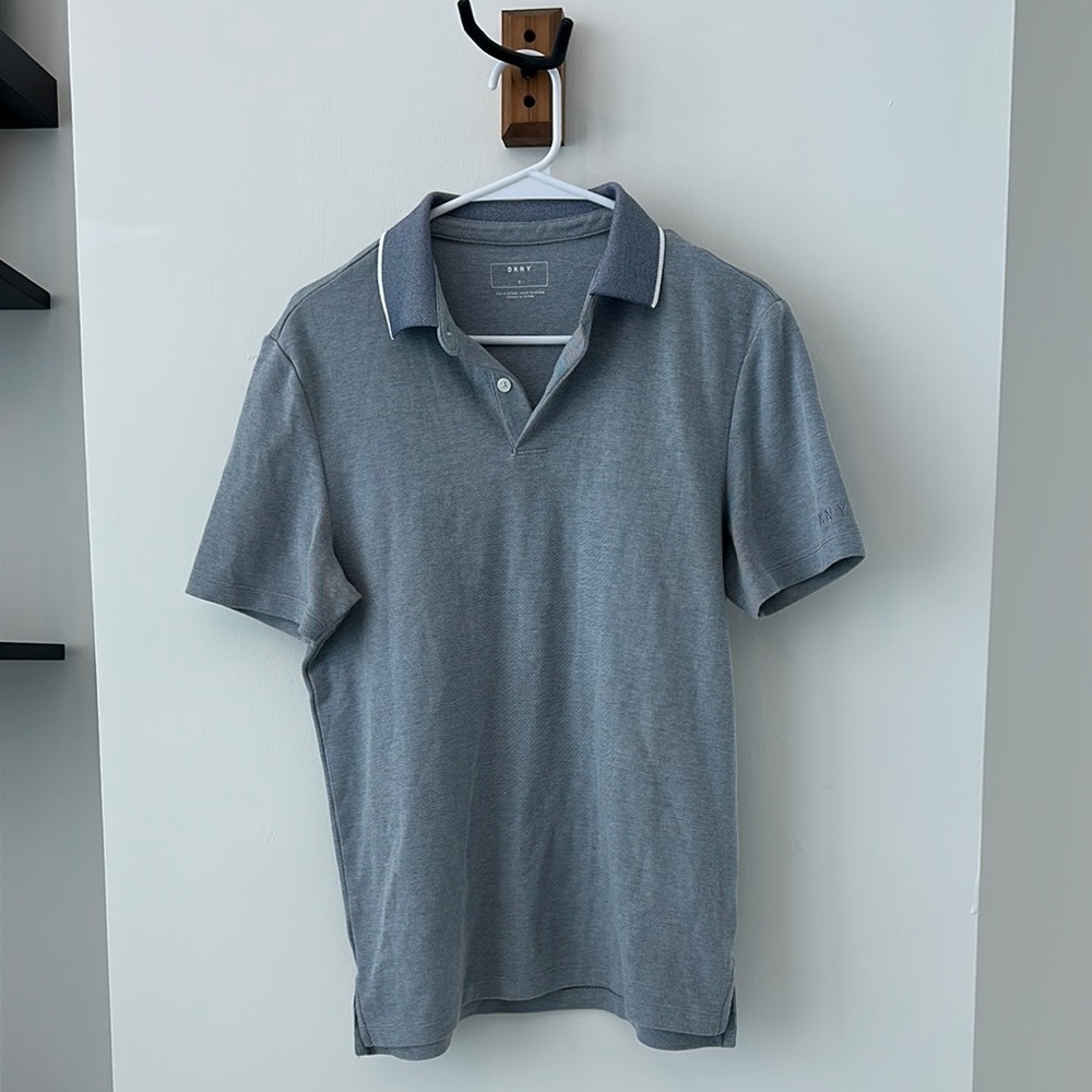 DKNY Gray Polo Shirt Soft Cotton Classic Design
